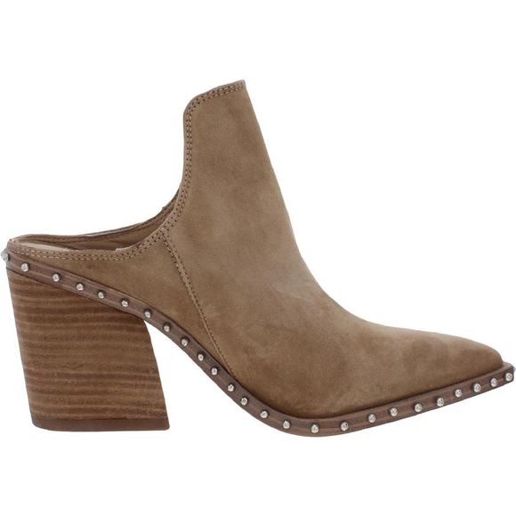 Steve Madden Womens Atlas Taupe Suede Studded Pointed Toe Booties Shoes NWT - Picture 2 of 3